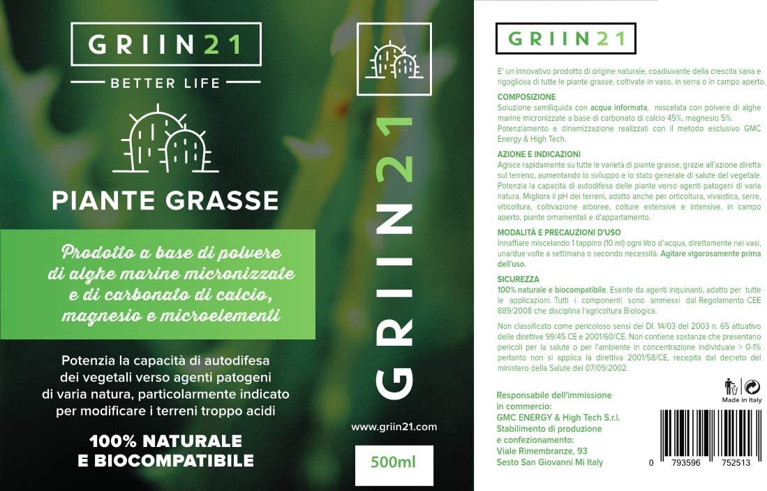 GRIIN21 per Piante da orto e aromatiche - 100% Naturale e biocompatibile - a Base di Acqua informata e Potenziata per Un’Azione fitostimolante